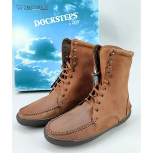 Vintage Women's DOCKSTEPS Polo Brown Genuine Leather Made IN Italy Desert Boots - Picture 1 of 9