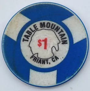 Vintage Casino Chip $1 Table Mountain Indian Casino, Friant, CA, BlueWhite #4 - Picture 1 of 4