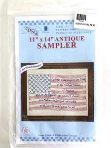 Jack Dempsey Needle Arts PLEDGE OF ALLEGIANCE ANTIQUE SAMPLER w/ Floss Embroider - Picture 1 of 5