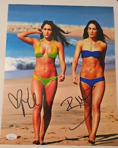 Nikki & Brie The Bella Twins Signed WWE 11x14 METALLIC Photo JSA COA HOT - Picture 1 of 4