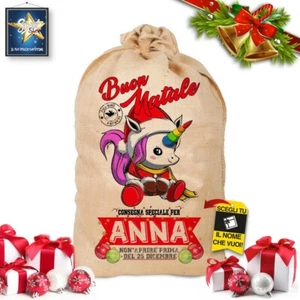SACCO DI NATALE IN JUTA XXL SACCO unicorno BABBO NATALE IDEA REGALO 102cmX 58cm - Picture 1 of 2