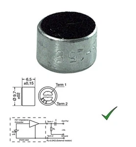 Capsula Microfonica Preamplificata a Condensatore Omnidirezionale 9,7x6,5mm  - Foto 1 di 1