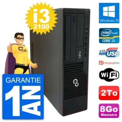 PC Fujitsu Esprimo E910 DT Intel i3-2100 RAM 8GB Festplatte 2TB Windows 10 Wifi - Bild 1 von 4