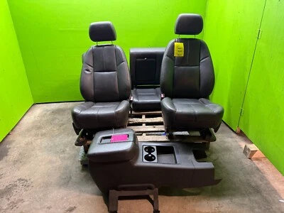 08 GMC SIERRA 2500hd 3500 FRONT REAR BLACK LEATHER SEATS CONSOLE 07-13 - Image 1 of 4