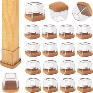 32 Pcs Chair Leg Floor Protectors Square, M - 32 - Clear, Transparent - Picture 1 of 7