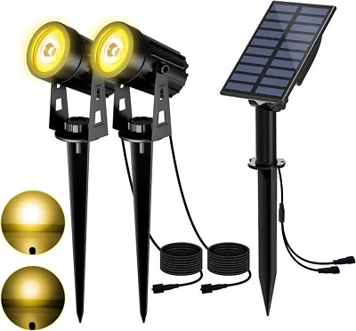 2 Stück LED Solarstrahler Solarlampen garten Solar Gartenleuchte Warmweiß IP65 - Bild 1 von 4