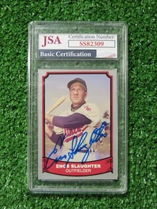 ENOS SLAUGHTER ST LOUIS CARDINALS SIGNED 1988 Pacific SLABBED BASEBALL CARD JSA - Picture 1 of 6