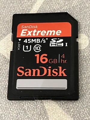 Sandisk Extreme 16gb SD HC Card 45MB/a Cat 1 - Image 1 of 2
