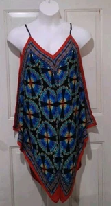 Womens Handkerchief Top, Boho Hippie, Vibrant Colors, Meraki, SZ L - Picture 1 of 7