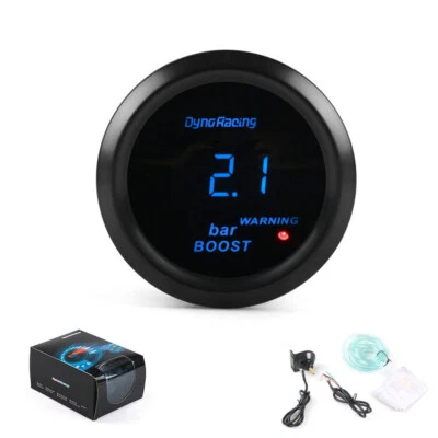 2" 52mm Blue Digital LED Turbo Boost Meter Gauge BAR Pressure Gauge Smoke Face - Image 1 of 4