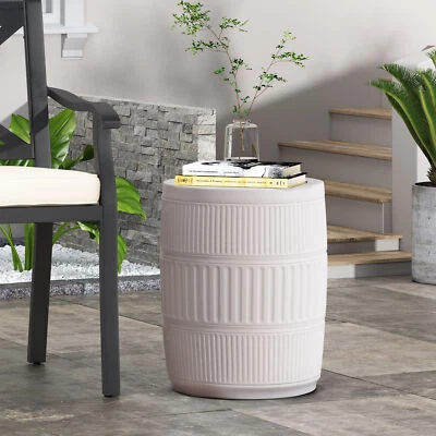 15"Round Magnesium Oxide Outdoor /Indoor End Accent Side Table Patio Table White - Image 1 of 4