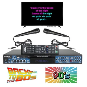 Sonken MP4000 Pro Karaoke Machine + 420 Songs from the 80's & 90's + 2 Wired Mic - Picture 1 of 12