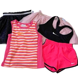 Nike XS Bundle Pink Black Shorts Top Summer Play Cat&Jack 4T NWT Fairy Skirts x2 - Picture 1 of 8