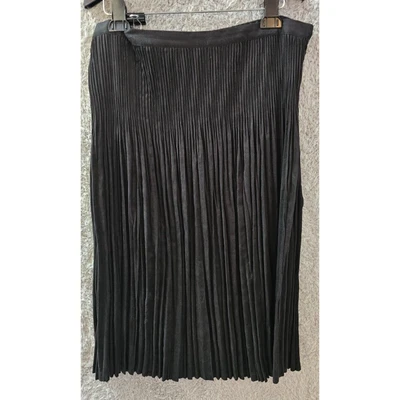 Coldwater Creek Skirt Black Pleated Faux Suede Fit & Flare Western Goth Petite L - Image 1 of 4