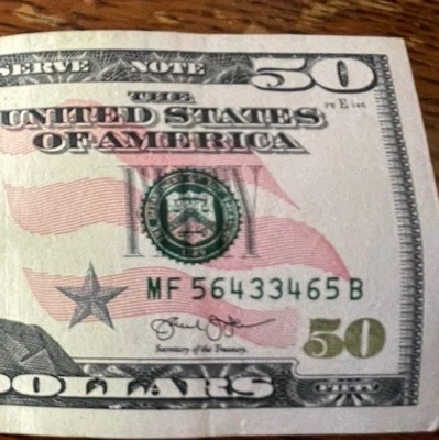 Series 2013 50 Dollar Bill perfectly symmetrical  Serial Number Never Seen RARE - Image 1 of 2