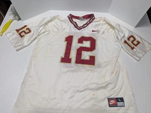 Vintage Nike Made In USA FSU Trikot Herren Gr. Large weiß - einige Flecken - siehe Bilder - Bild 1 von 19