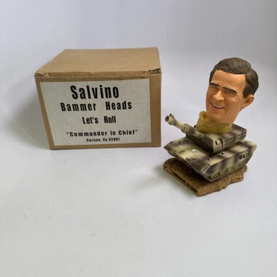 Tanque Bobblehead Salvino Bammer Heads Let’s Roll Commander In Chief George W Bush Foto 1 de 4
