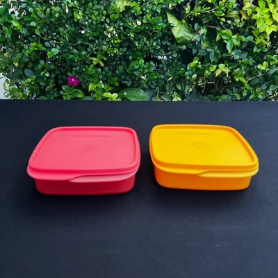 Tupperware Lunch It Containers 550ml Set 2 Compartment Lunch Box Red Yellow NEW - Image 1 of 4
