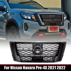 Black Glossy Front Grille Extension For Nissan Navara Pro-4X Pick Up 2021 2022 - Picture 1 of 8