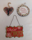 Lot of 3 Christmas Ornaments Jesus Is The Reason For The Season Christ Wood New
