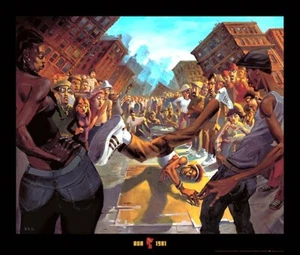 1981 by Justin Bua Art Print Urban Breakdance Cityscape Street Pop Poster 25x29 - Picture 1 of 1