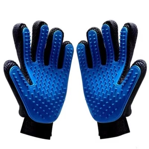 1 Pair R And L Hand Pet Grooming Gloves Gentle Shedding Dog Washing Gloves Blue - Picture 1 of 6