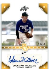2015 LEAF PERFECT GAME NATIONAL SHOWCASE BASE AUTOGRAPH - GOLD COLEMAN WILLIAMS
