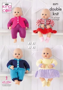 Knitting Pattern for Dolls Clothes Outfits King Cole Double Knit DK 5571 - Picture 1 of 3