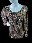 Attitudes By Renee Leopard Animal Print  Size S, 3/4 Bell Sleeve Top