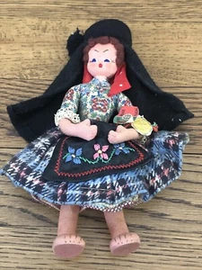 Maria Helena Fabric Hand Crafted Portugal Ethnic Costume Folk Doll 7” Tall /Tags - Picture 1 of 15