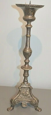 Grand Bougeoir d' Eglise Métal Argenté - Photo 1/4