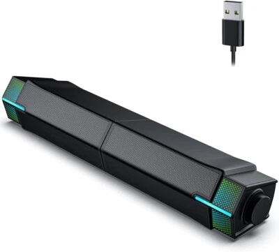 Lautsprecher Soundbar PC Computer Monitor Boxen Box Bluetooth USB RGB Musik - Bild 1 von 4