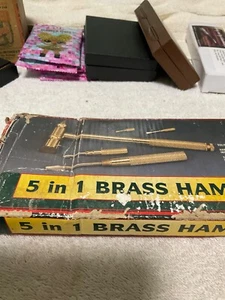 BRASS HAMMER SET. 5IN 1. BRASS HAMMER MISSING 1 SLOTTED SCREW DRIVER - Picture 1 of 10