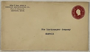 ERROR EARLY 2C DETROIT SHIPBUILDING CO. STATIONERY BLOTCHED INK BLEEDING THROUH - Picture 1 of 4