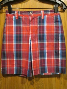 Oscar de la Renta Boys Red Blue Plaid Twill Short Pants Size 10Y - Picture 1 of 6