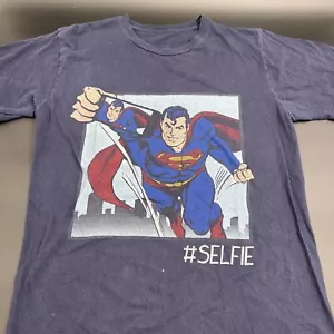 DC Comics Superman #Selfie T-Shirt Blue Size Medium - Picture 1 of 6