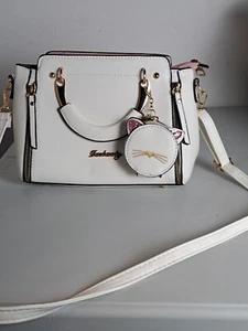 DANBAOLY White Cat Crossbody/ Handled Purse w/ Mini Kitty Cat Coin Holder - Picture 1 of 9