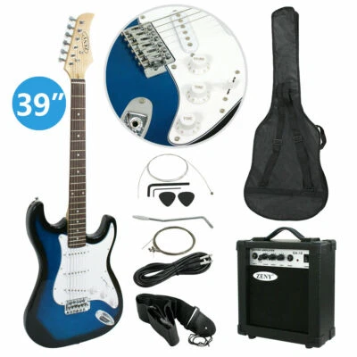 Full Size Electric Blue Guitar with Amp, Case and Accessories Pack For Beginner - Image 1 of 4