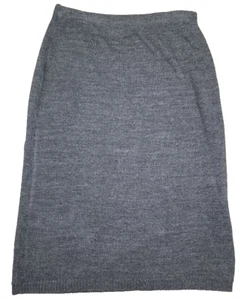 Vintage Knit Skirt M Sweater Maxi Gray Pull on Academia Stretch Office Capsule - Picture 1 of 13
