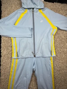 Vintage Nike Tracksuit Youth Large, Medium Blue Yellow Jacket, Joggers w Logos - Picture 1 of 24