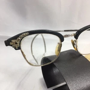 Vintage Aluminum Gold Filled Cat Eye Rhinestone Embellished RX Eyeglasses - Picture 1 of 9
