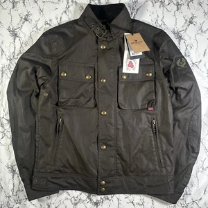 BELSTAFF Herren verwaschen oliv gewachst Racemaster Jacke Größe UK38 MEDIUM neu authentisch - Bild 1 von 22