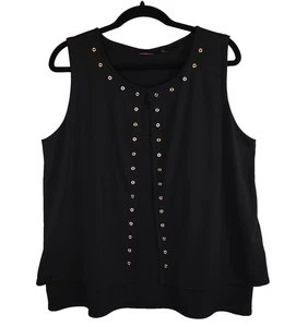 Blusa Rafaella Negra Para Mujer XL Sin Mangas Cortina Frente Abierto Imitación Capas Look - Imagen 1 de 14