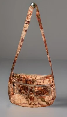 Bolsa tiracolo Alviero Martini Tilasse com zíper mensageiro bolsos mapa prisma dourado - Imagem 1 de 4