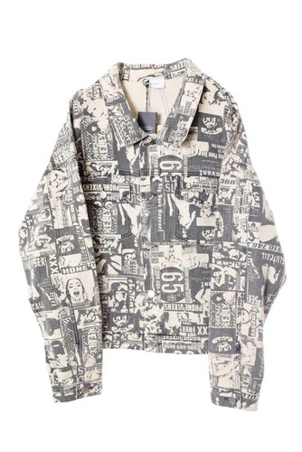 Giacca denim disegno animato RHUDE L beige maleducato moda uomo dal Giappone nuova