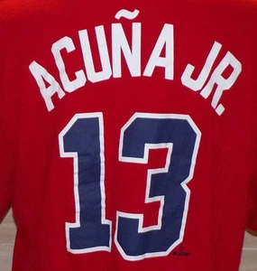 MLB BASEBALL ATLANTA BRAVES RONALD ACUNA JR 2XL XXL TEE T-SHIRT NIKE ROT - Bild 1 von 4