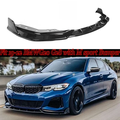 Brillo labial parachoques delantero negro GT Style Fit 19-22 BMW G20 330i M Sport M340i - 3 piezas Foto 1 de 4