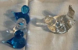 3 Blown Glass Birds Of Happiness~2 Cobalt, 1 Clear & 1 1970’s Indiana Glass Bird - Picture 1 of 3