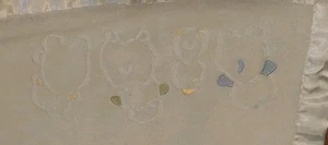 Vintage Carters L weiße Velours Babydecke Satinborte & Rückseite mit 4 Schafen  - Bild 1 von 6