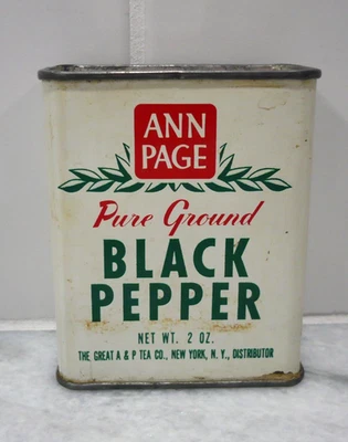 Vtg Ann Paige Pure Ground Black Pepper Spice Metal Advertising Rustic Farmhouse - Image 1 of 4